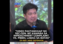 LABAG SA BATAS ANG HINDI PAGTANGGAP SA 3RD IMPEACHMENT COMPLAINT VS PBBM – MIKE DEFENSOR